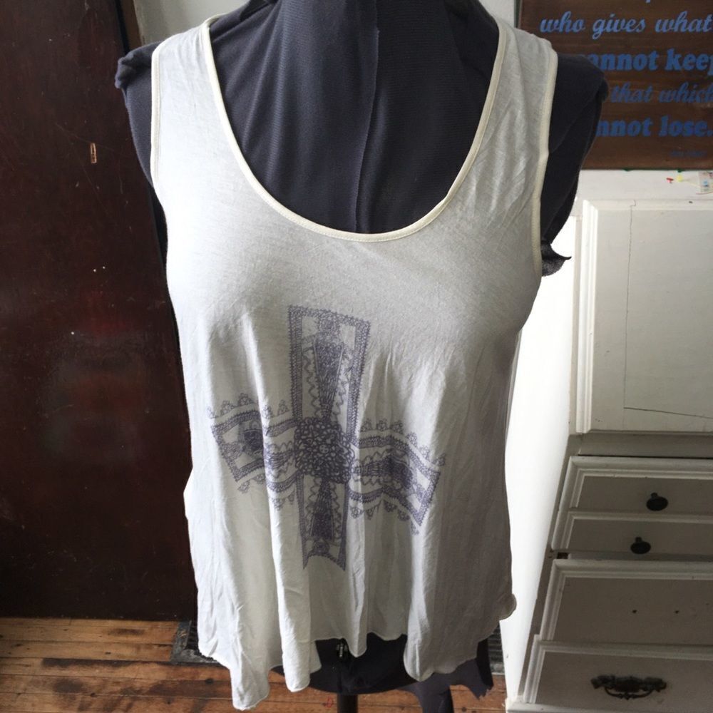 We the Free Ink Cross asymmetrical tank top